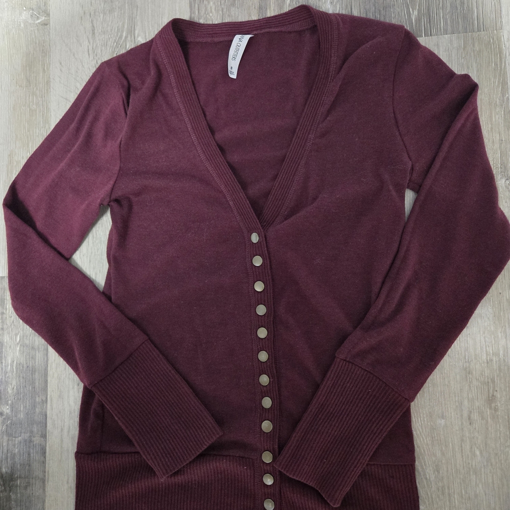 Zenana Outfitters Maroon Snap Button Cardigan Small